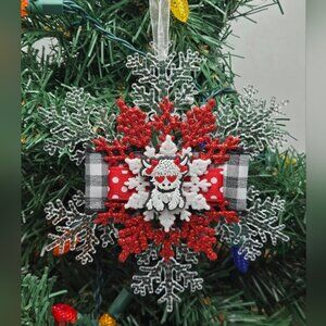 Highland Cow Ornament Farm Cow Country Hearts Christmas Holiday Decor OOAK NWT